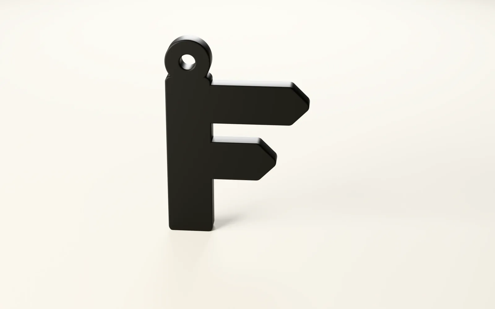 The fingerpost F, Find a Drive's mark: a road sign's post and two pointing arms, with a ring on top